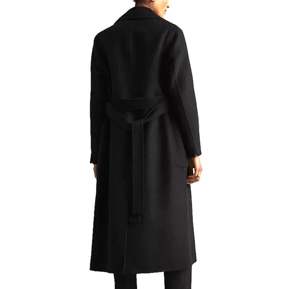 NWT Reiss Lucia Belted Wool Blend Double Breasted Coat in Black - Picture 2 of 12